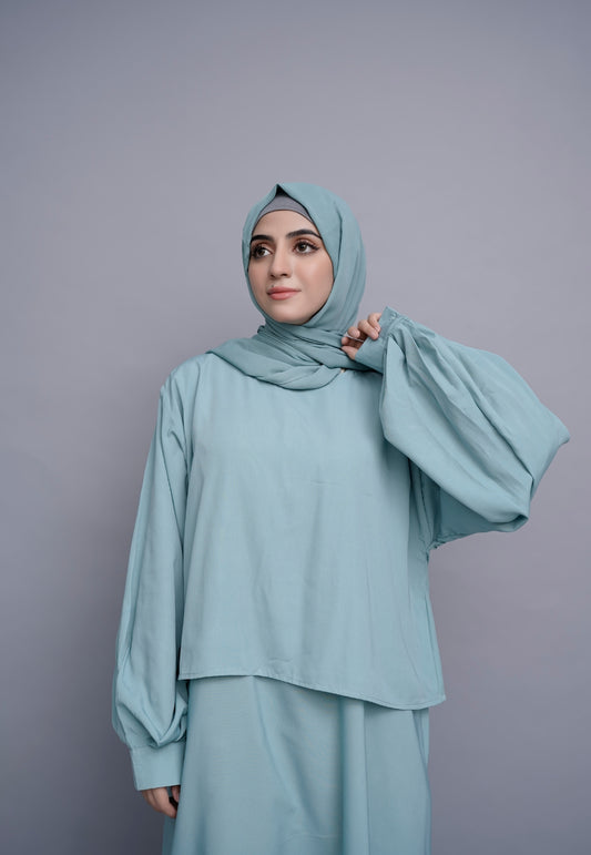 Mint Abaya Set with Cotti