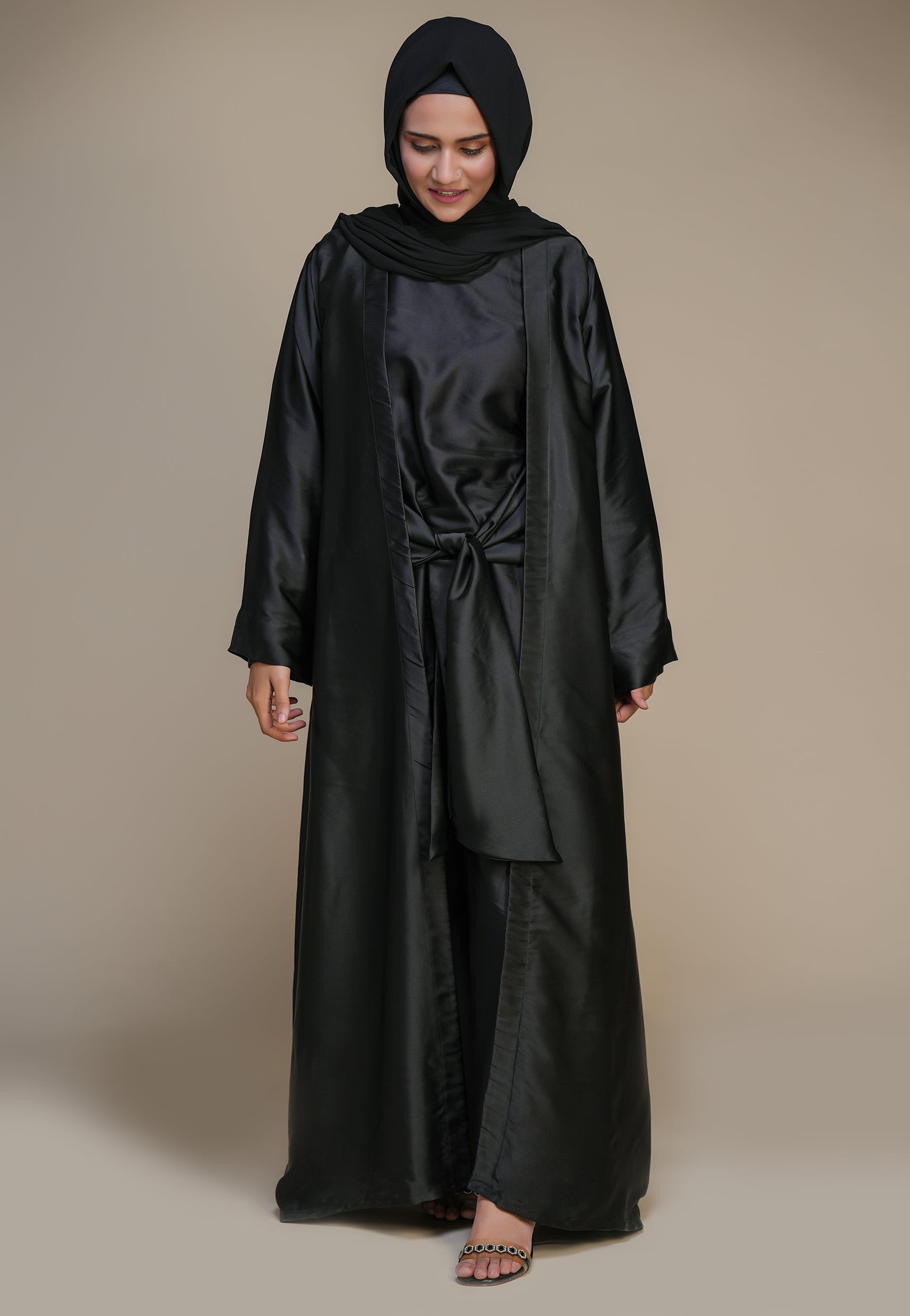 Garnet Silk Abaya Black