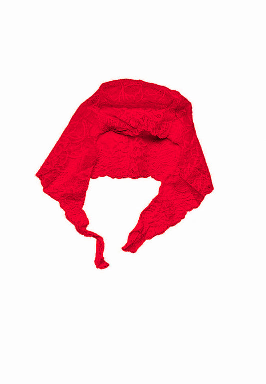 Lace Hijab Cap - Red
