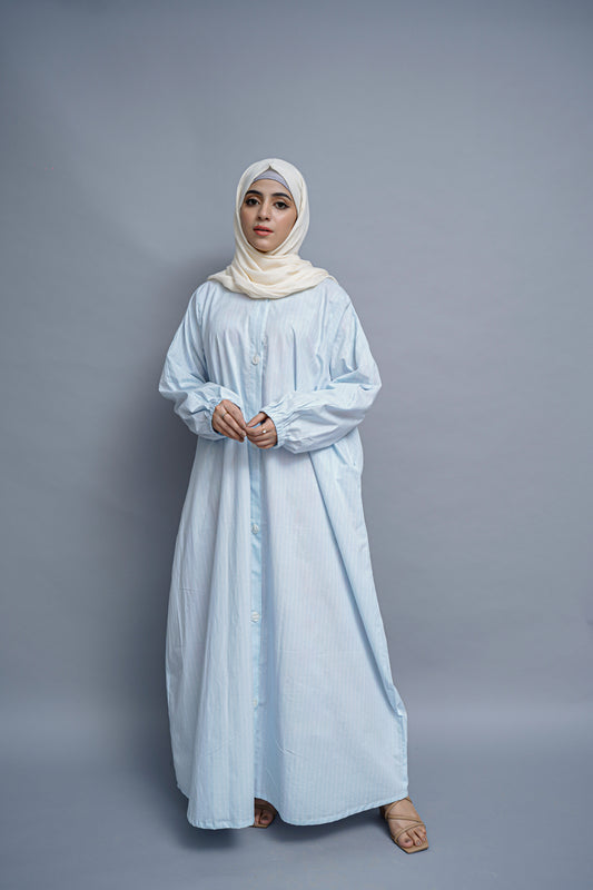 Lawn Abaya - Sky Blue Stripes