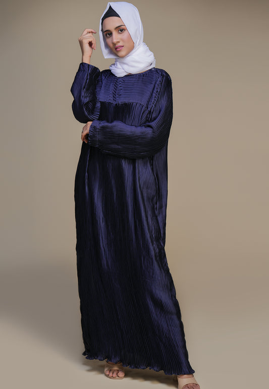 Sapphire Pleat Abaya - Navy Blue