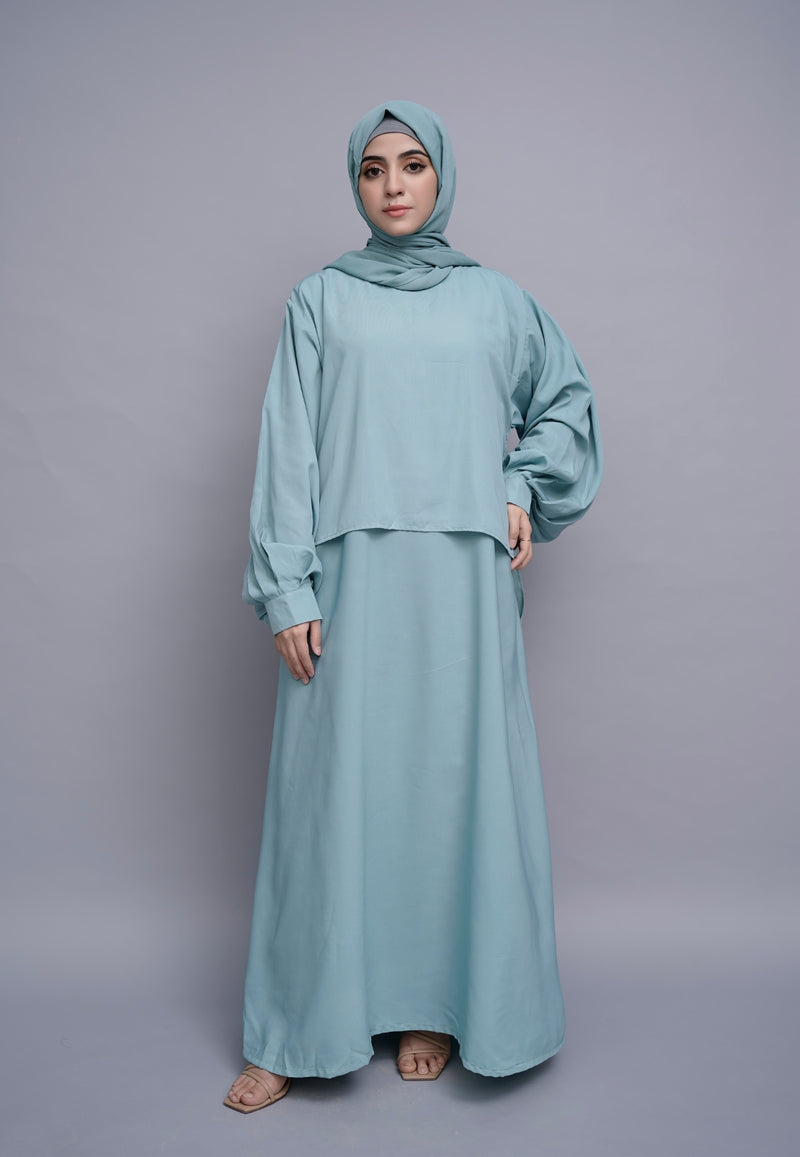 Mint Abaya Set with Cotti