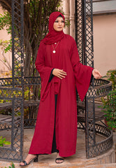 Plush Maroon - Kimono Abaya