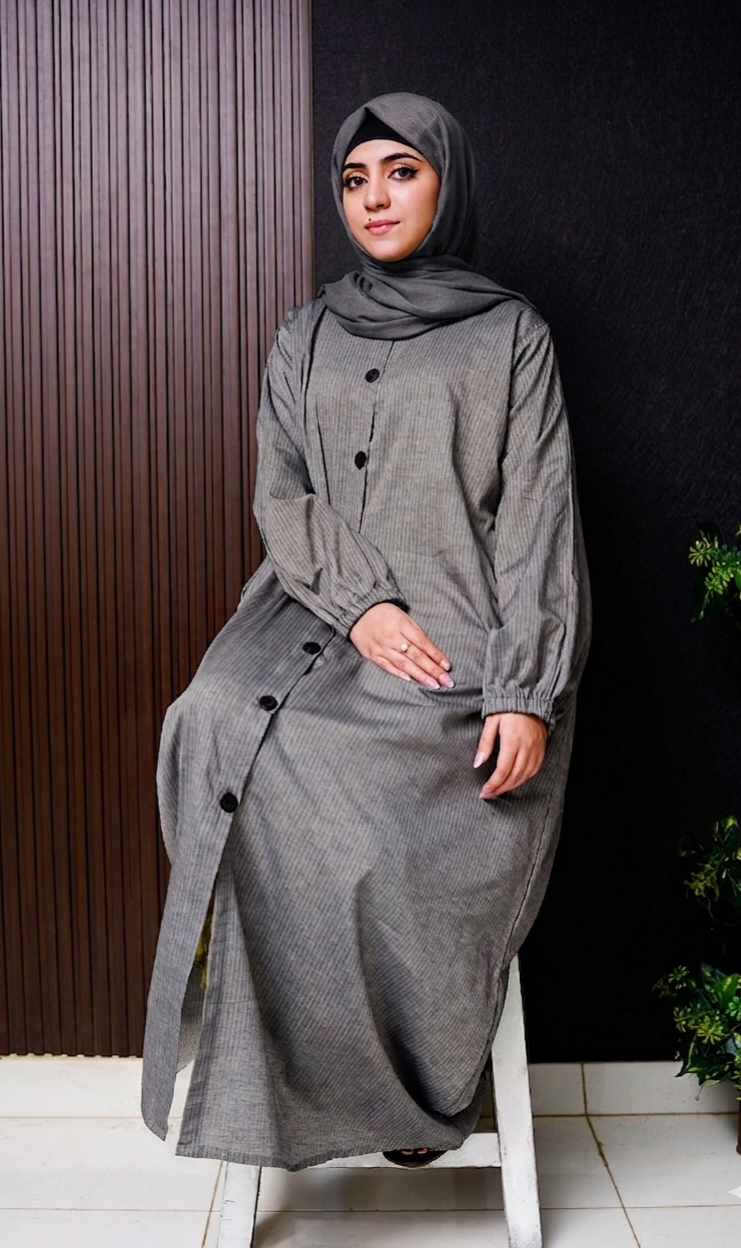 Lawn Abaya - Charoal
