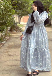 Lily Dress Abaya - Ice Blue
