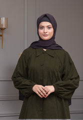 Midnight Denim Abaya - Olive Green