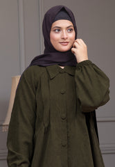 Midnight Denim Abaya - Olive Green