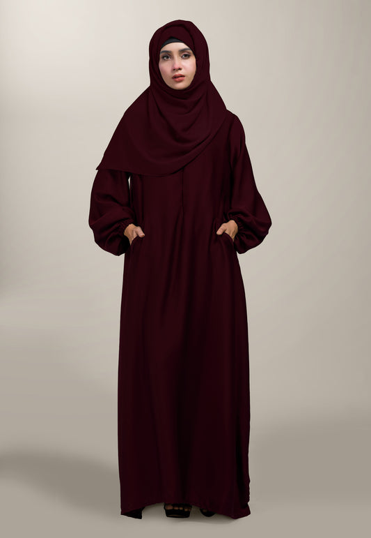 Dreamy Pocket Abaya - Maroon