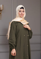 Berry Denim Abaya - Olive Green