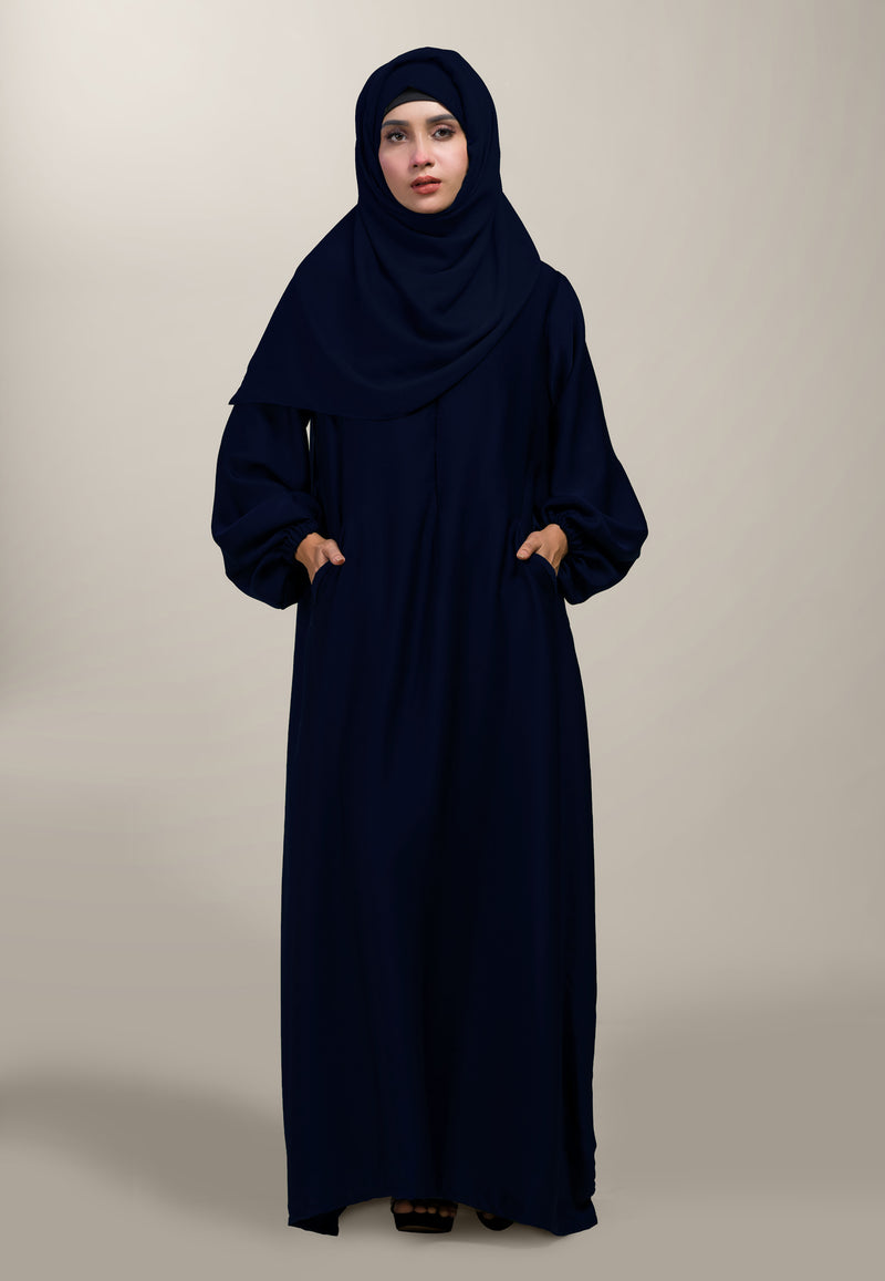 Dreamy Pocket Abaya - Navy Blue