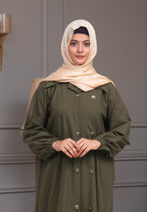 Berry Denim Abaya - Olive Green