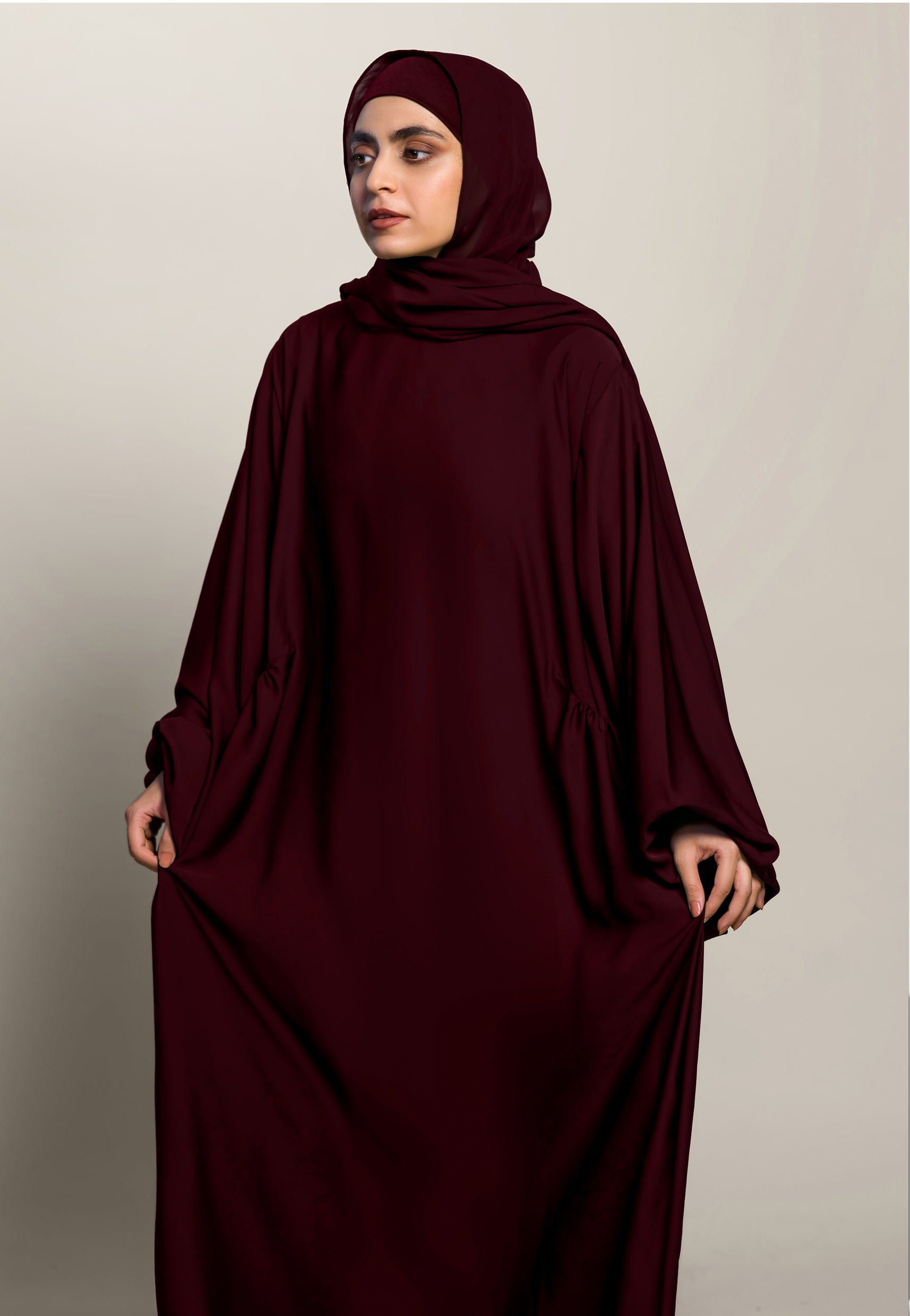 Drape Abaya - Maroon
