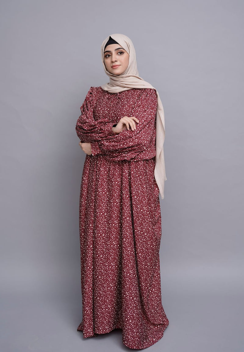 Deep Berry Abaya - Maroon