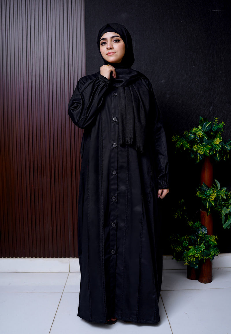 Lawn Abaya - Black Executive Panel Abaya