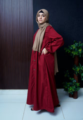 Lawn Abaya - Deep Maroon