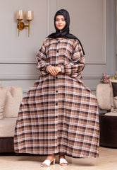 Lawn Abaya - Checkered Print