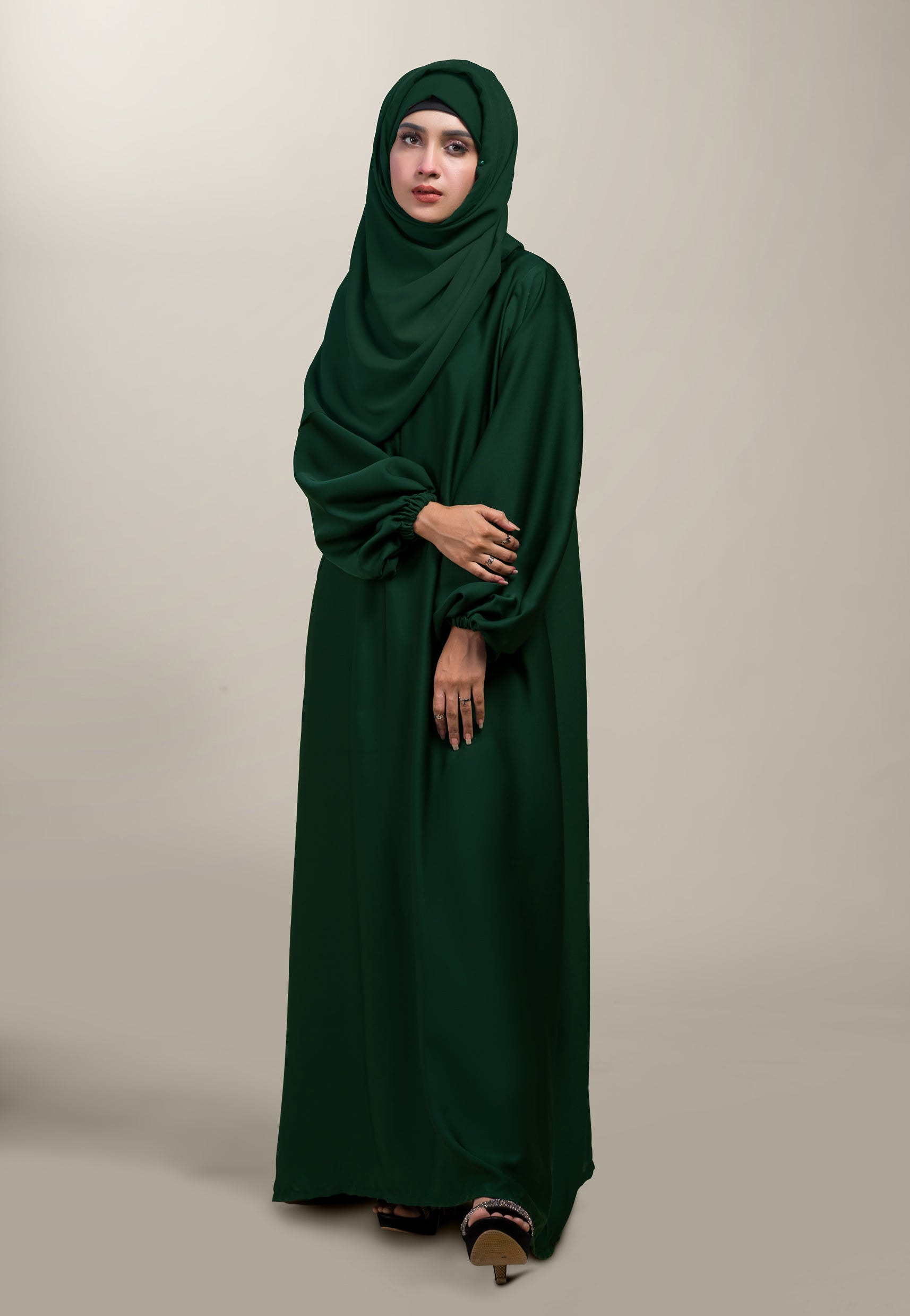 Dreamy Pocket Abaya - Dark Green