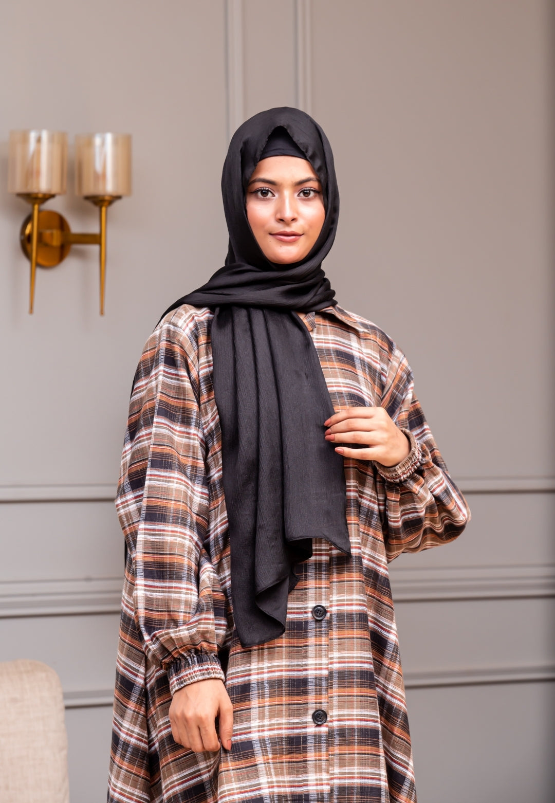 Lawn Abaya - Checkered Print