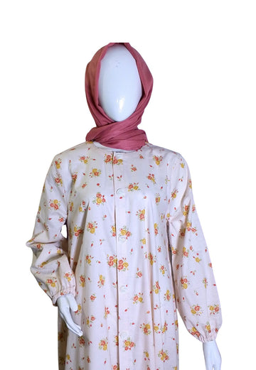 Lawn Abaya - Blossom Beige Floral