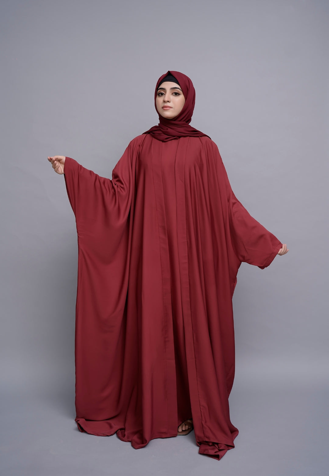 Luxe Maroon Kimono Abaya