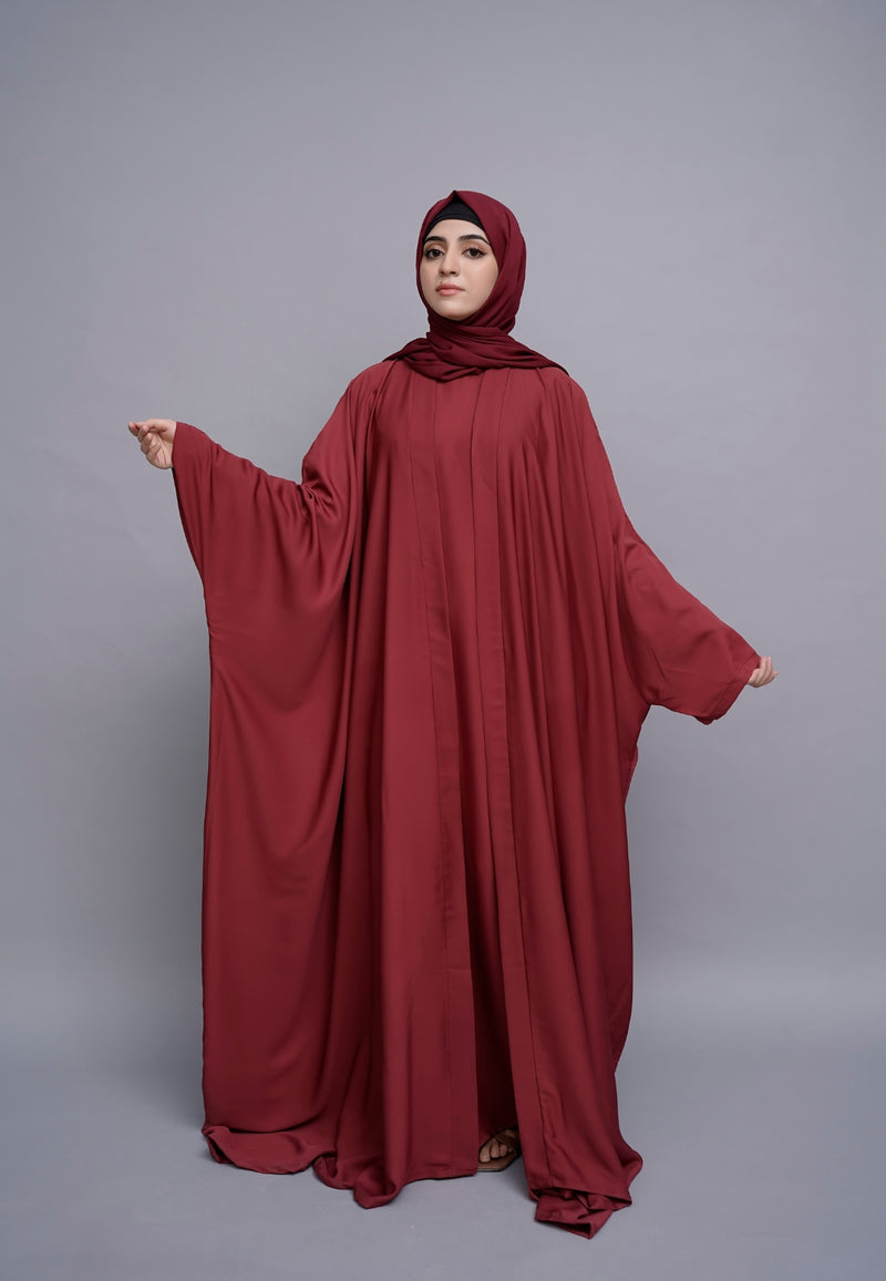 Luxe Maroon Kimono Abaya