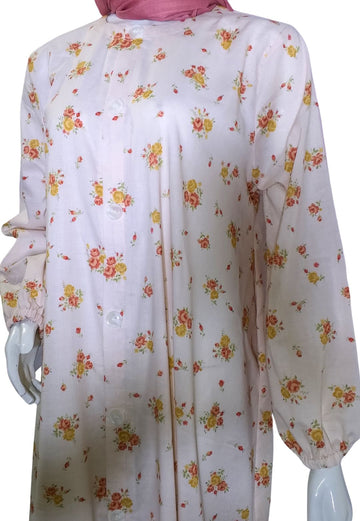 Lawn Abaya - Blossom Beige Floral
