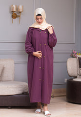 Berry Denim Abaya - Plum