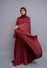 Luxe Maroon Kimono Abaya