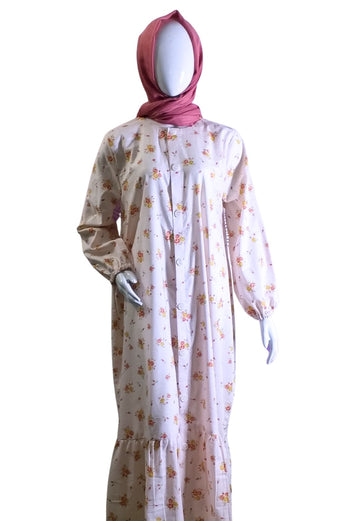 Lawn Abaya - Blossom Beige Floral