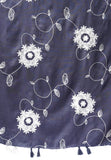 Embroidered Lawn Hijab - Navy