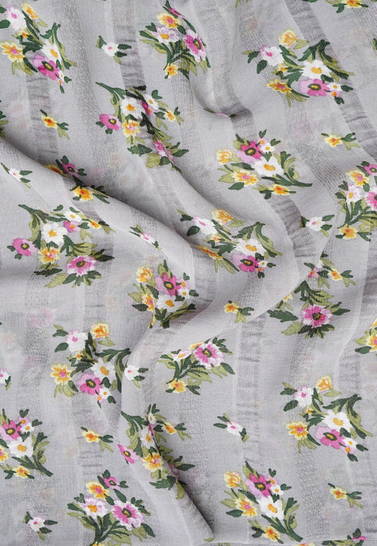 Blooming Garden Hijab - Ash Grey