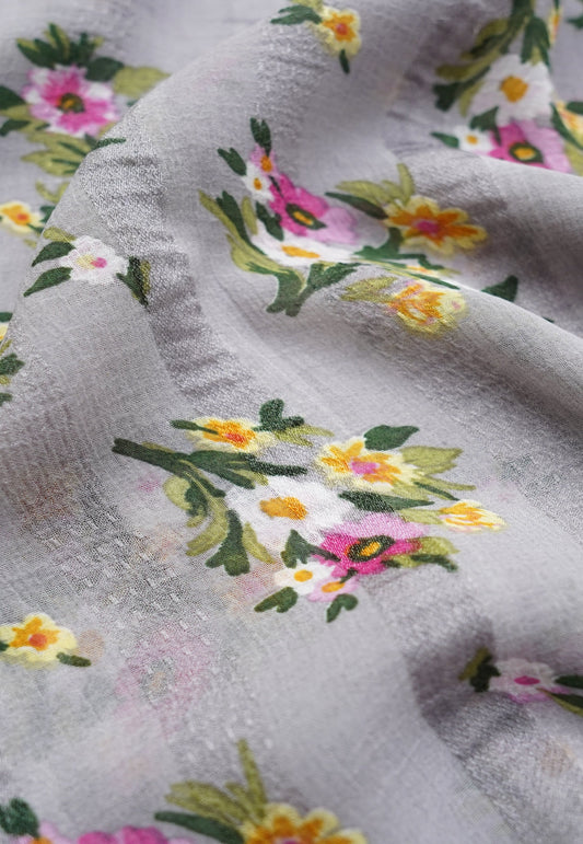 Blooming Garden Hijab - Ash Grey