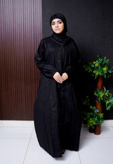Lawn Abaya - Black Executive Panel Abaya