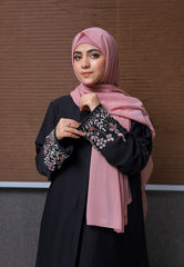 Rose Embroidered Cuff Abaya