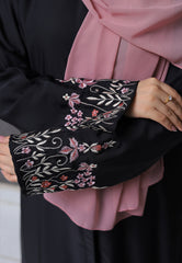 Rose Embroidered Cuff Abaya