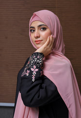 Rose Embroidered Cuff Abaya