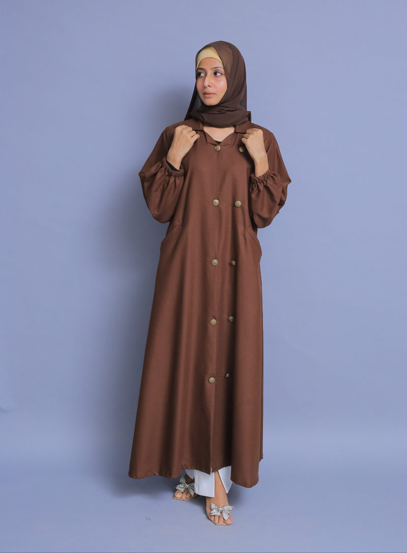 Berry Denim Abaya - Dark Brown