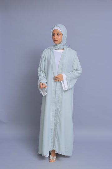 Soft Pastel Blue Kimono Abaya
