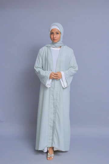 Soft Pastel Blue Kimono Abaya