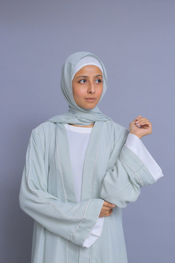 Soft Pastel Blue Kimono Abaya