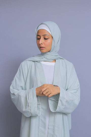 Soft Pastel Blue Kimono Abaya