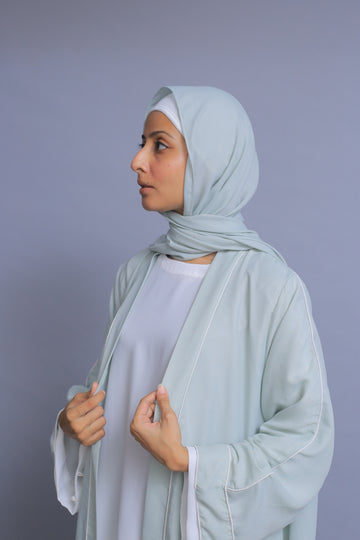 Soft Pastel Blue Kimono Abaya