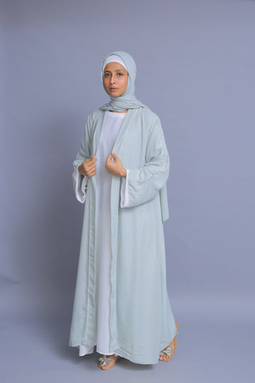 Soft Pastel Blue Kimono Abaya