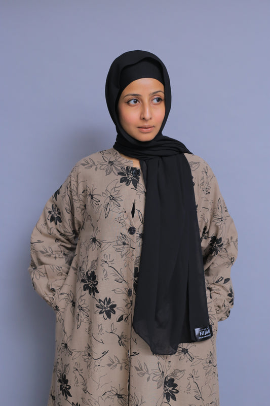Brown Floral Abaya