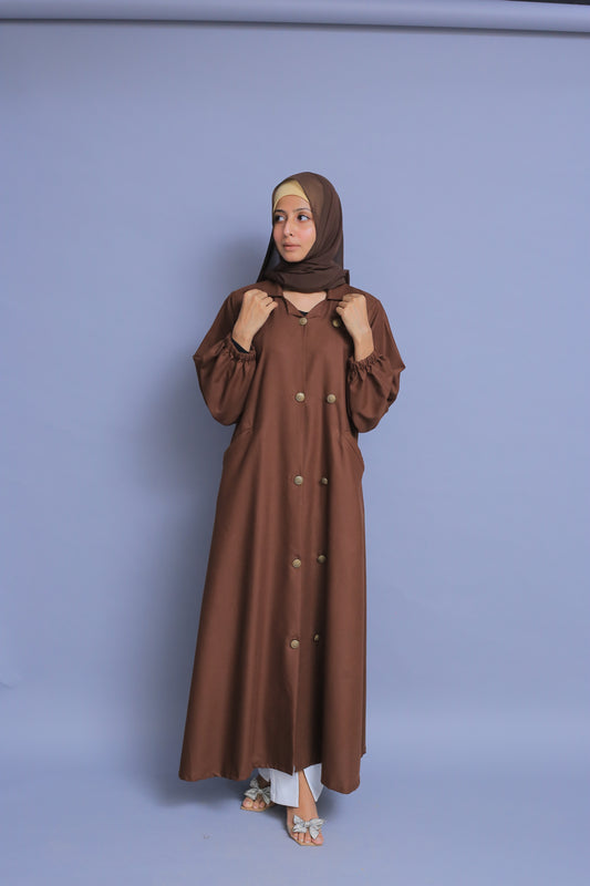 Berry Denim Abaya - Dark Brown