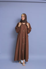 Berry Denim Abaya - Dark Brown