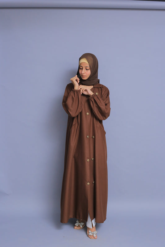 Berry Denim Abaya - Dark Brown