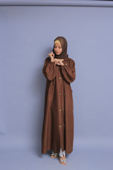 Berry Denim Abaya - Dark Brown