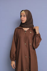 Berry Denim Abaya - Dark Brown