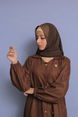Berry Denim Abaya - Dark Brown